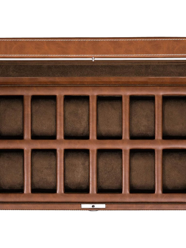 12 Slot Leather Watch Box  Luxury Watch Case Display Organizer Microsuede Line
